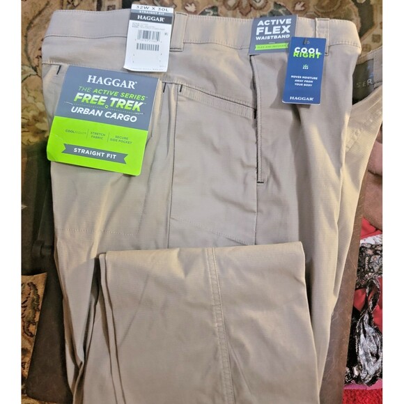 NEW Haggar Active Urban Utility Straight Fit Stretch Cargo Pant Chino Flat 32x30 - Picture 1 of 12